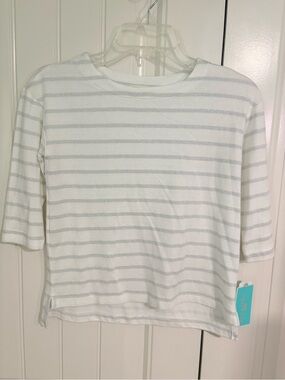 Girls White & Light Gray lightweight sweater - Casual 3/4 sleeve